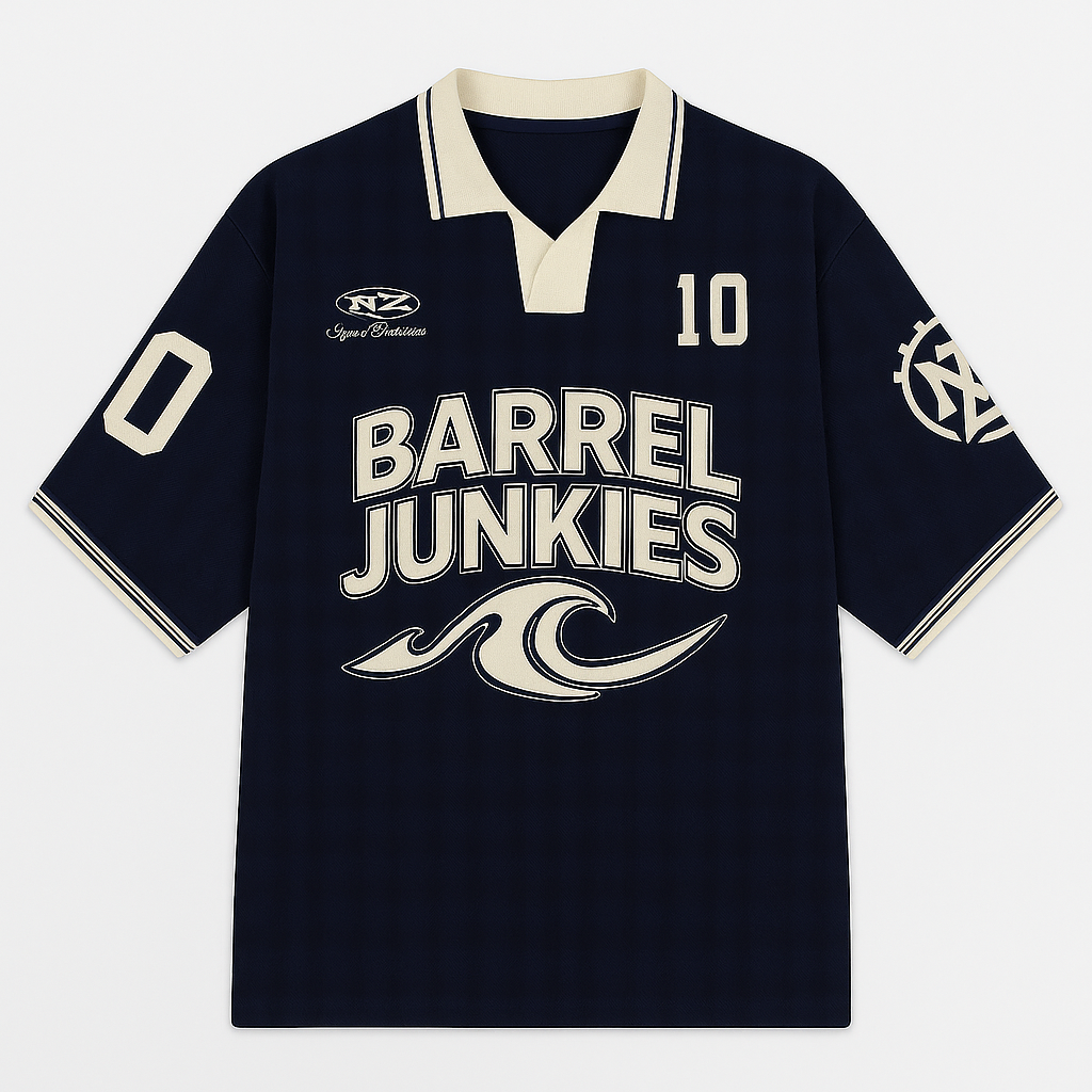 Barrel Junkies Retro Surf Jersey – Navy & Cream