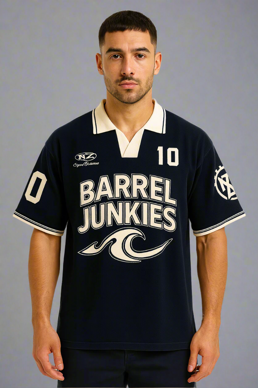 Barrel Junkies Retro Surf Jersey – Navy & Cream